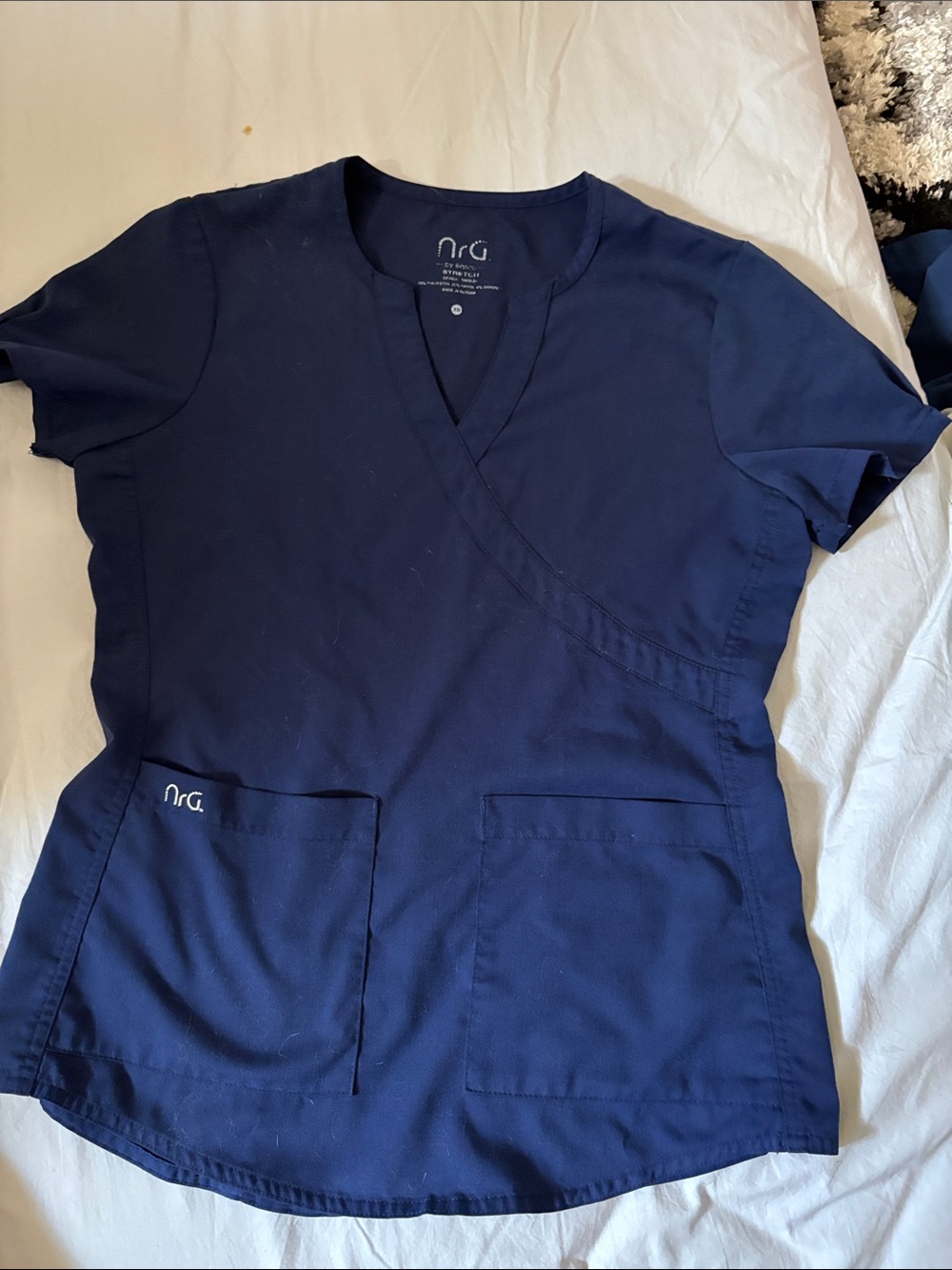 Women's Navy Wrap-Style Short Sleeve Top